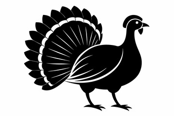 turkey silhouette line art vector illustration with a white background