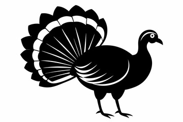 turkey silhouette line art vector illustration with a white background