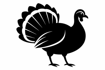 turkey silhouette line art vector illustration with a white background