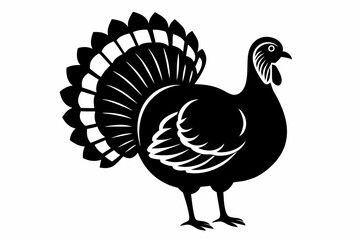 turkey silhouette line art vector illustration with a white background