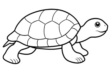 turtle silhouette line art vector illustration with a white background