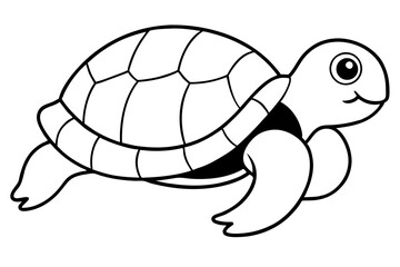 turtle silhouette line art vector illustration with a white background