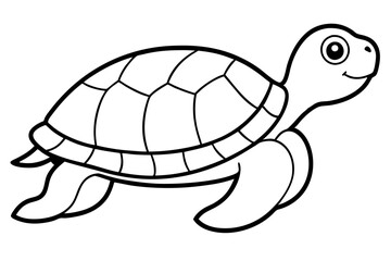 turtle silhouette line art vector illustration with a white background