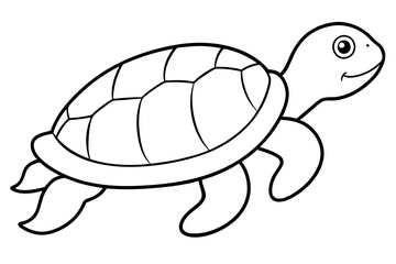 turtle silhouette line art vector illustration with a white background