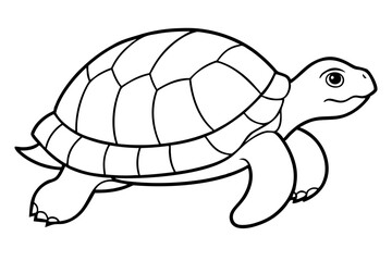 turtle silhouette line art vector illustration with a white background