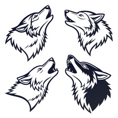 Silhouette of wolf on white background