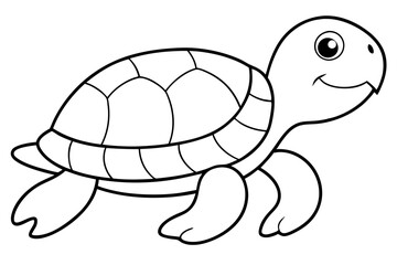 turtle silhouette line art vector illustration with a white background