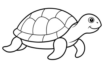 turtle silhouette line art vector illustration with a white background