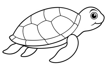 turtle silhouette line art vector illustration with a white background