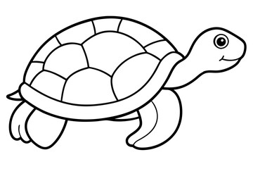 turtle silhouette line art vector illustration with a white background