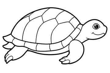 turtle silhouette line art vector illustration with a white background