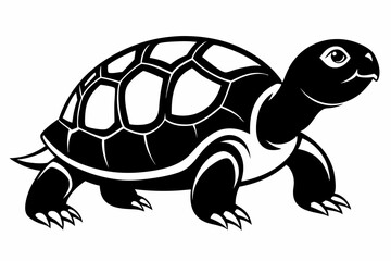 turtle silhouette line art vector illustration with a white background