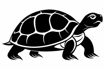 turtle silhouette line art vector illustration with a white background
