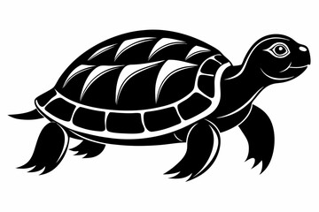 turtle silhouette line art vector illustration with a white background