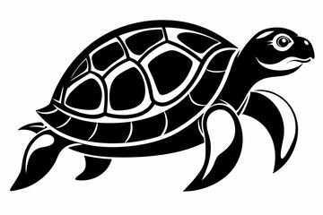 turtle silhouette line art vector illustration with a white background