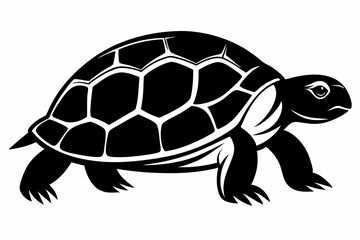 turtle silhouette line art vector illustration with a white background