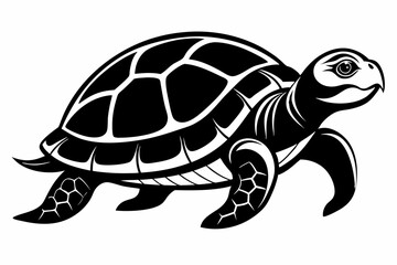 turtle silhouette line art vector illustration with a white background