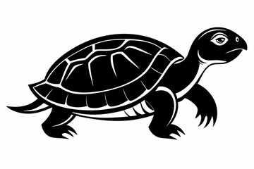 turtle silhouette line art vector illustration with a white background