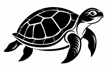 turtle silhouette line art vector illustration with a white background