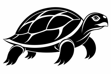 turtle silhouette line art vector illustration with a white background