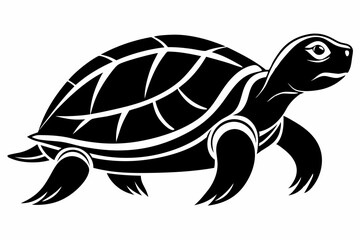 turtle silhouette line art vector illustration with a white background