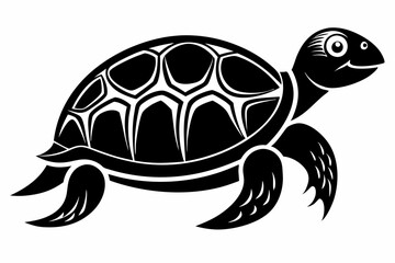 turtle silhouette line art vector illustration with a white background