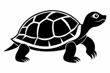 turtle silhouette line art vector illustration with a white background