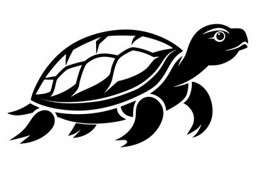 turtle silhouette line art vector illustration with a white background