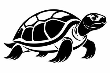 turtle silhouette line art vector illustration with a white background