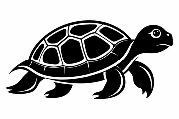 turtle silhouette line art vector illustration with a white background
