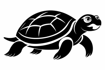 turtle silhouette line art vector illustration with a white background
