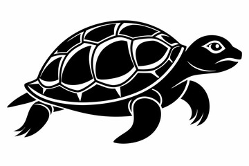 turtle silhouette line art vector illustration with a white background