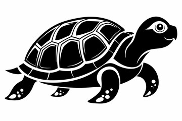 turtle silhouette line art vector illustration with a white background