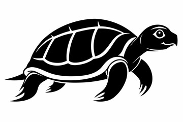 turtle silhouette line art vector illustration with a white background