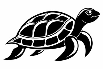 turtle silhouette line art vector illustration with a white background