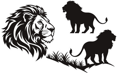 Lion Logo Set. Premium Design Collection. Vector Illustration