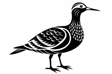 woodcock silhouette line art vector illustration with a white background