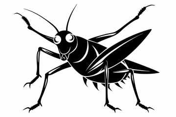katydid silhouette line art vector illustration with a white background