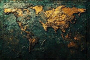World Map in Textured Relief