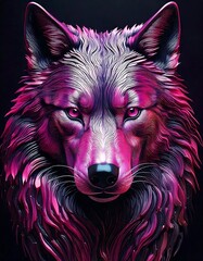 Naklejka premium Mystical Wolf Face Ferrofluid Art – Abstract Fluid Digital Portrait