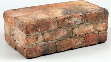 Rectangular stack of old red bricks with visible mortar.