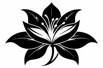 lily silhouette line art vector illustration with a white background