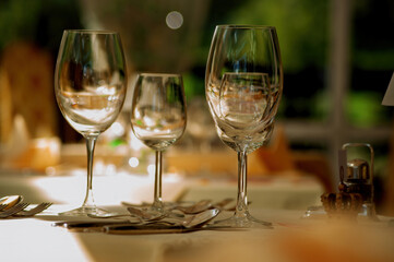 Elegant Table Setting with Sparkling Glassware for Dining