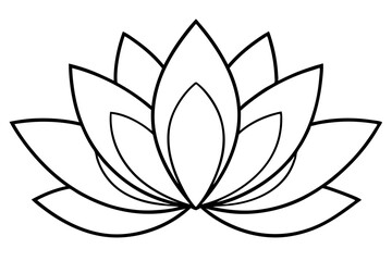 lotus silhouette line art vector illustration with a white background