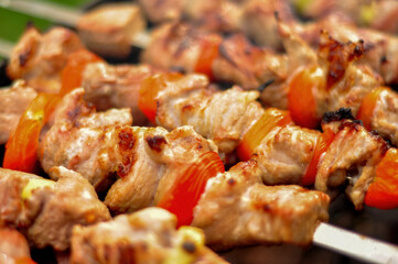 Grilled Oriental Skewers with Meat and Vegetables