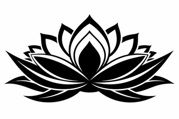 lotus silhouette line art vector illustration with a white background