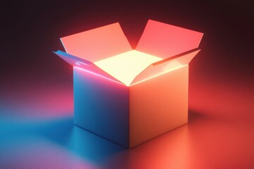 Glowing Open Box with Colorful Light