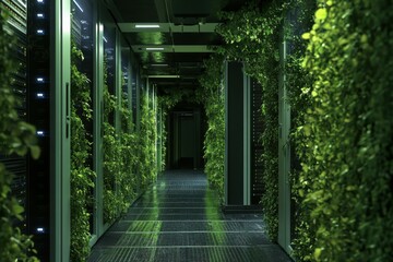 Obraz premium Green Data Center Corridor