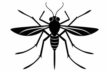 mosquito silhouette line art vector illustration with a white background