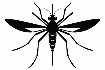 mosquito silhouette line art vector illustration with a white background